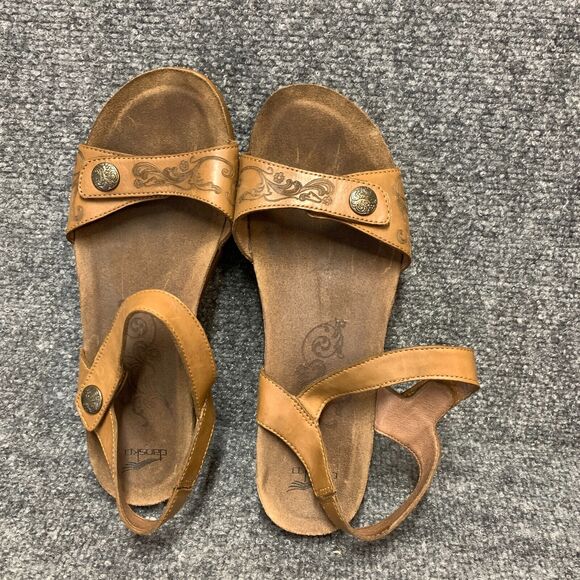 Dansko Womens Paola Leather Tooled Cork Slingback Sandals US 10 EU 40 Strappy - Picture 6 of 15